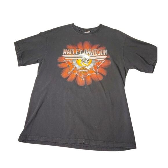 Harley Davidson T-Shirt Mens Size Large Las Vegas Skull Biker Nevada Black - Picture 1 of 7